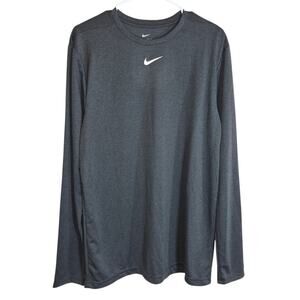 Nike Dri Fit Mens Charcoal Gray Long Sleeve Training Shirt Athletic Activewear L